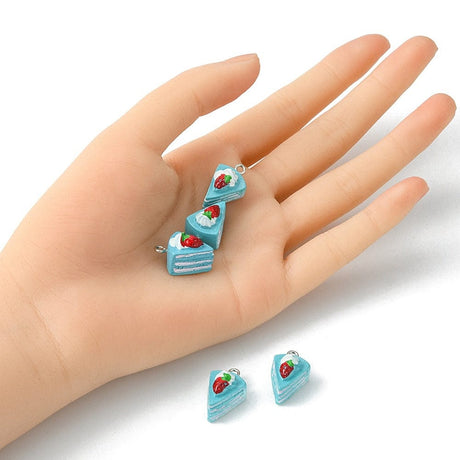 Blå Kage Vedhæng, 19x13mm, 5 stk - Uniq Perler - 249125