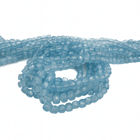 Blå Topaz Perler – Kubeformet (4x4 mm, Grade A) - Uniq Perler - 7244566