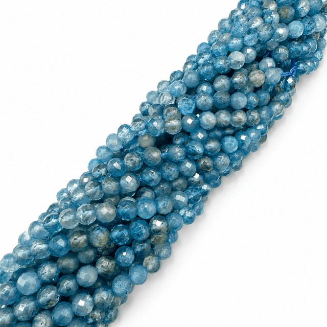 Blå Topaz Perler – Facetteret Rund (6mm) - Uniq Perler - 115781