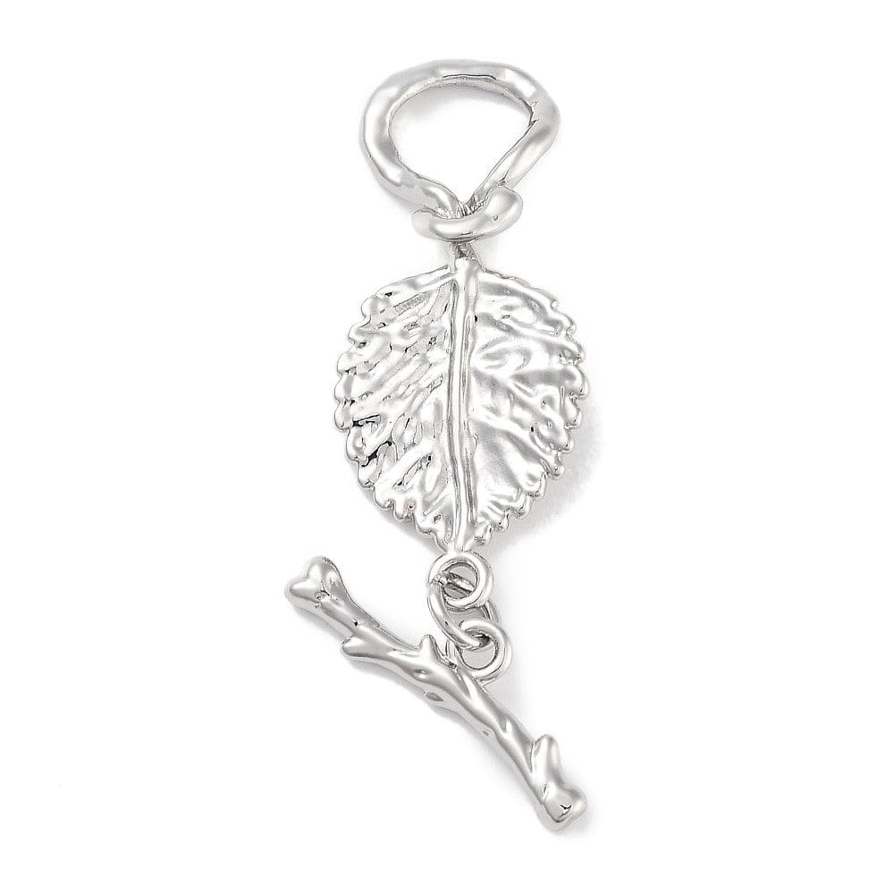 Blad Toggle Lås, Platin Belagt Messing, 33x15x7,5mm - Uniq Perler - 113247