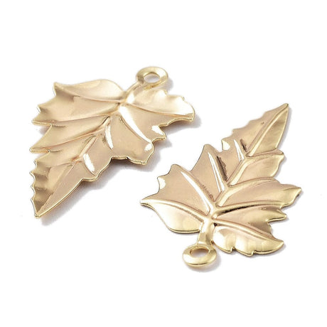 Blad Vedhæng, 18K Forgyldt, 23x14mm, 4 stk - Uniq Perler - 112709