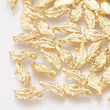 Blad Vedhæng – 18K Forgyldt Messing (11x5mm) 8 stk. - Uniq Perler - 