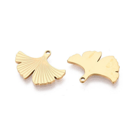 Blad Vedhæng – 18K Forgyldt vandfast Stål (17mm) - Uniq Perler - 117785