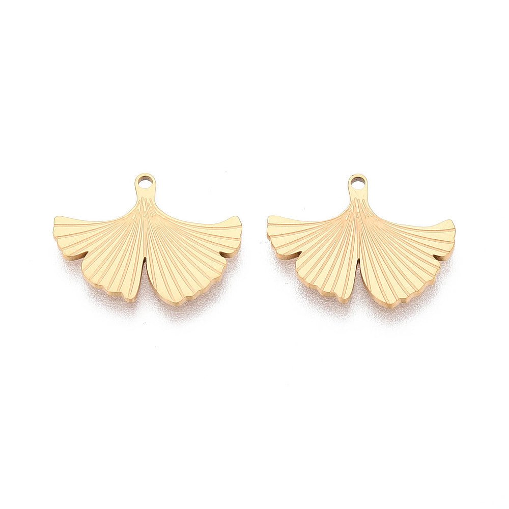 Blad Vedhæng – 18K Forgyldt vandfast Stål (17mm) - Uniq Perler - 117785