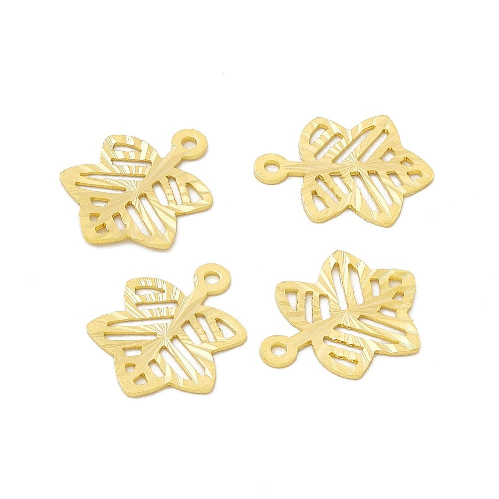 Blad Vedhæng, Forgyldt, 4 Stk - Uniq Perler - 224677645673919961131845