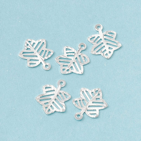 Blad Vedhæng, Forsølvet Med Sterling Sølv, 4 Stk - Uniq Perler - 35787556