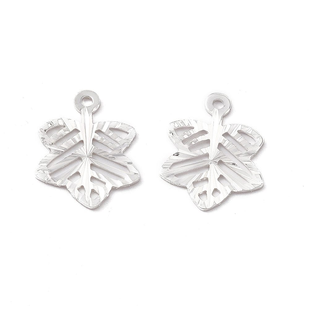 Blad Vedhæng, Forsølvet Med Sterling Sølv, 4 Stk - Uniq Perler - 35787556