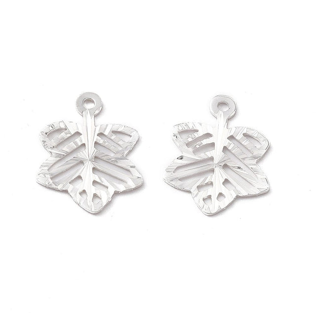 Blad Vedhæng, Forsølvet Med Sterling Sølv, 4 Stk - Uniq Perler - 35787556