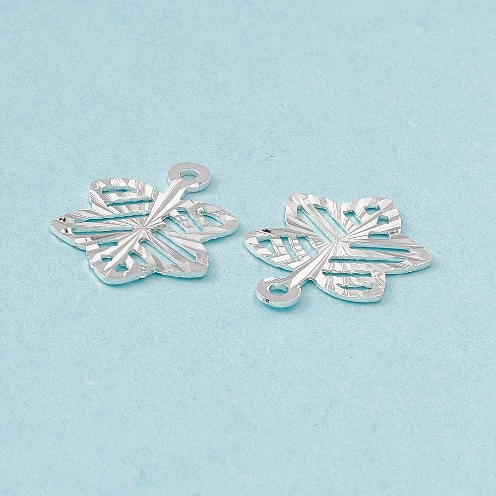 Blad Vedhæng, Forsølvet Med Sterling Sølv, 4 Stk - Uniq Perler - 35787556