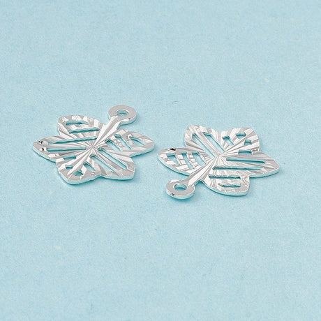 Blad Vedhæng, Forsølvet Med Sterling Sølv, 4 Stk - Uniq Perler - 35787556