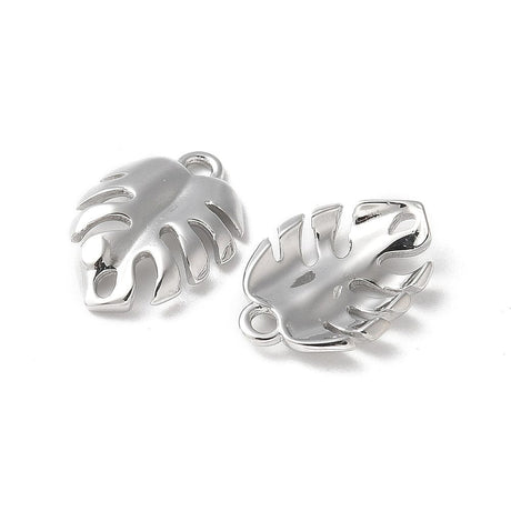 Blad Vedhæng, Langtidsholdbar Platin Belagt, (14,5x10mm), 2 stk - Uniq Perler - 805846