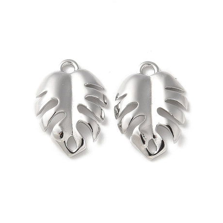 Blad Vedhæng, Langtidsholdbar Platin Belagt, (14,5x10mm), 2 stk - Uniq Perler - 805846