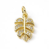 Blad Vedhæng Med Klare Zirkonia Sten, 18K Forgyldt, 13x8mm - Uniq Perler - 0000014698