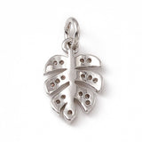 Blad Vedhæng Med Klare Zirkonia Sten, Platinium, 13x8x1,5mm - Uniq Perler - 0000014699