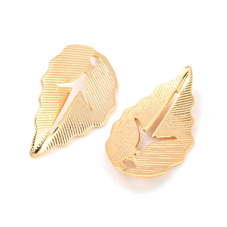 Blad Vedhæng Med Smukt Mønster, (17x10mm, 6 stk.) - Uniq Perler - 111674