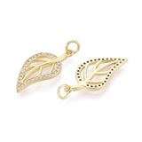 Blad Vedhæng Med Zirkonia - Forgyldt (24x12x2mm) - Uniq Perler - 115799