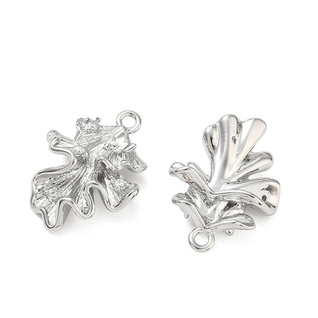 Blad Vedhæng Med Zirkonia – Platinbelagt Messing (20x16x6mm) - Uniq Perler - 122602