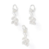 Blad Vedhæng med Zirkonia Sten - Langtidsholdbar Forsølvet (16x5,5x7mm) - Uniq Perler - 114279