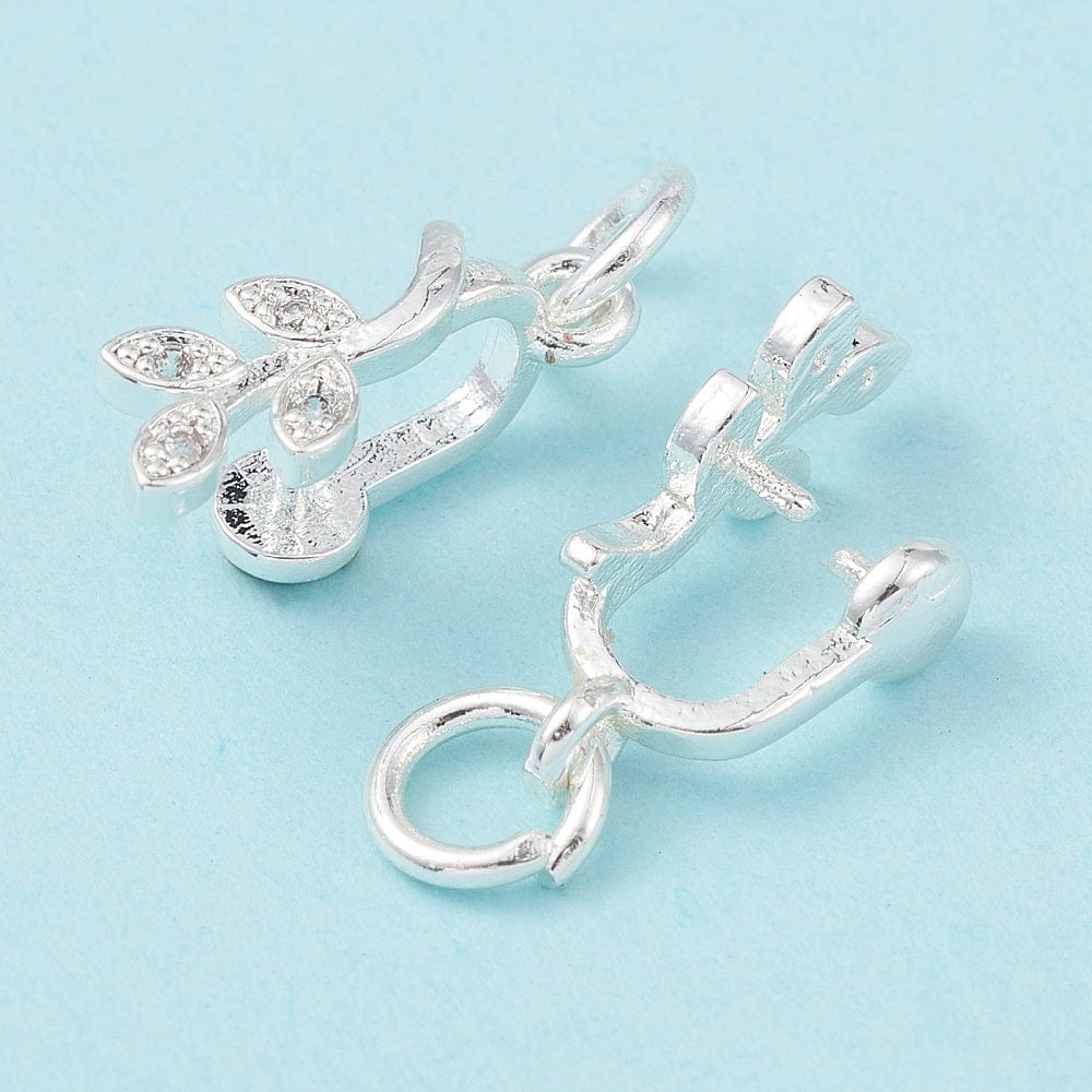 Blad Vedhæng med Zirkonia Sten - Langtidsholdbar Forsølvet (16x5,5x7mm) - Uniq Perler - 114279