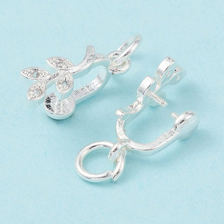 Blad Vedhæng med Zirkonia Sten - Langtidsholdbar Forsølvet (16x5,5x7mm) - Uniq Perler - 114279