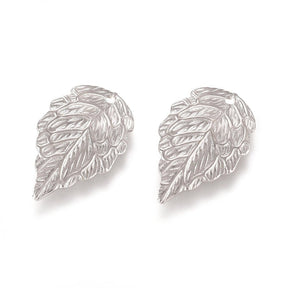 Leaf Pendant – Platinum-colored Brass (10x18mm) 8 pcs. - Uniq Perler - 
