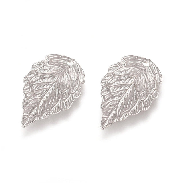 Blad Vedhæng – Platinfarvet Messing (10x18mm) 8 stk. - Uniq Perler - 