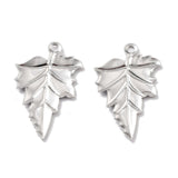 Blad Vedhæng, Platinium, 23x14 mm. 4 stk - Uniq Perler - 112710