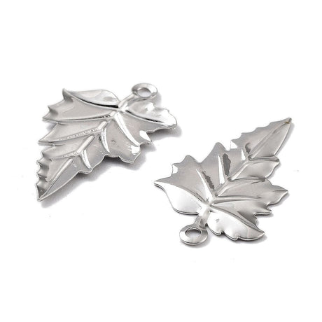 Blad Vedhæng, Platinium, 23x14 mm. 4 stk - Uniq Perler - 112710