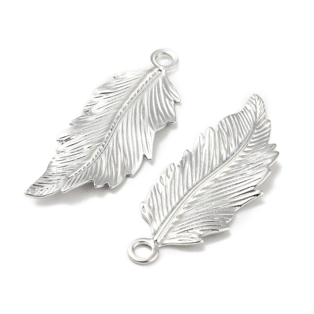 Blad Vedhæng, Platinium Belagt, 32x12mm - Uniq Perler - 1111490364