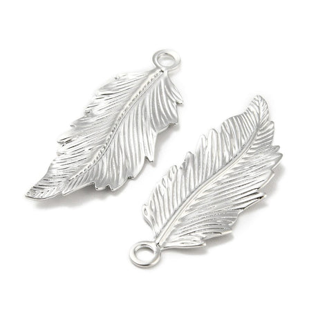 Blad Vedhæng, Platinium Belagt, 32x12mm - Uniq Perler - 1111490364