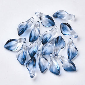 Blatt/Blume Glas Anhänger – Marineblau (20mm) 10 Stk. - Uniq Perler - 