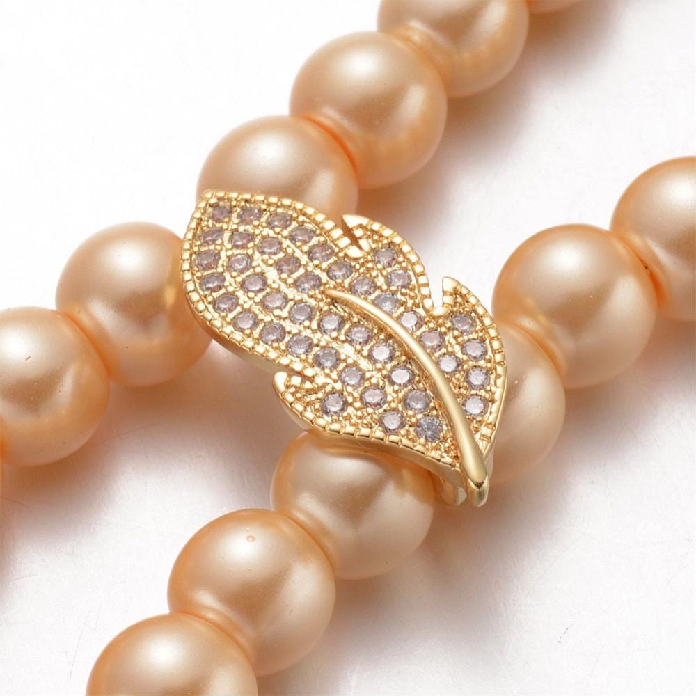 Bladformet Mellemled/Bail Med Zirkonia Sten - Uniq Perler - 2848452