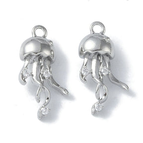 Octopus pendant, zirconia stones, size 17x9x5 mm - Uniq Perler - 113369