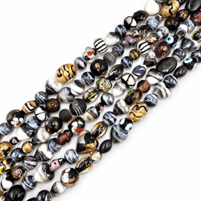 Blandede Håndlavede Lampwork Glasperler – Rosabrun (6-37mm) - Uniq Perler - 125804