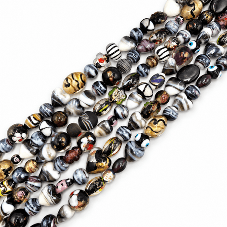 Blandede Håndlavede Lampwork Glasperler – Rosabrun (6-37mm) - Uniq Perler - 125804