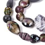 Blandede Håndlavede Lampwork Glasperler – Rosabrun (6-37mm) - Uniq Perler - 125804