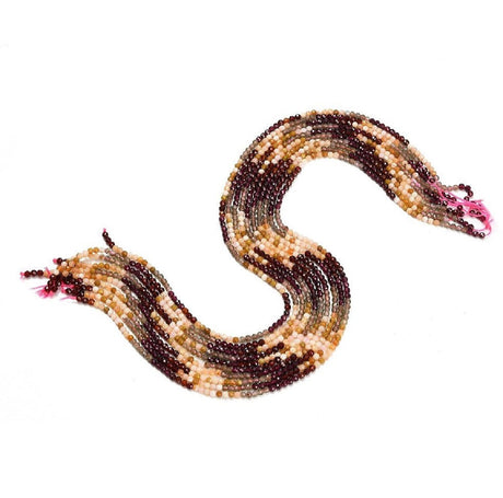 Blandede Naturstens Perler – Gul Opal, Granat og Apatit, Facetterede (3mm) - Uniq Perler - 123846