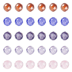 Blandede Zirkonia Perler – Facetteret, Rund (4mm) 90 stk. - Uniq Perler - 124703