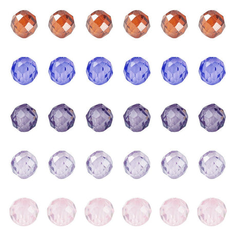 Blandede Zirkonia Perler – Facetteret, Rund (4mm) 90 stk. - Uniq Perler - 124703