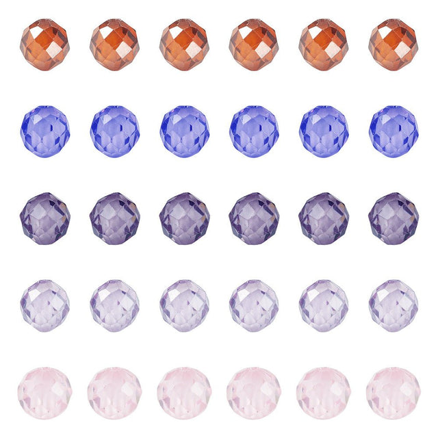 Blandede Zirkonia Perler – Facetteret, Rund (4mm) 90 stk. - Uniq Perler - 124703