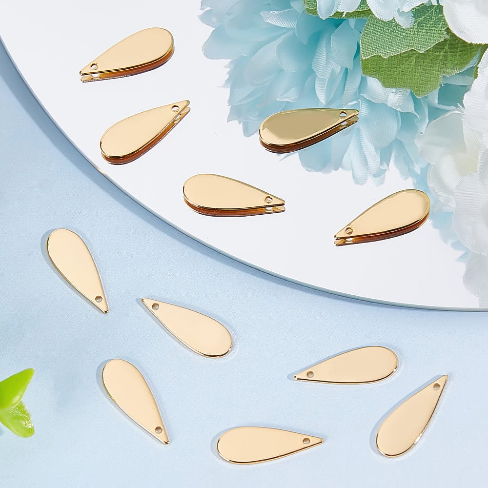 Blank Messing Dråbe, 18K Forgyldt, 19x7mm, 1 Stk - Uniq Perler - 0000014702