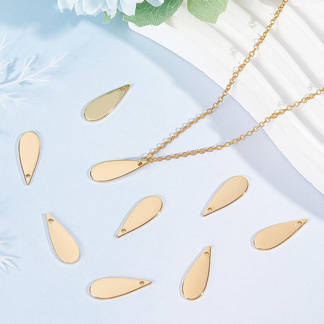 Blank Messing Dråbe, 18K Forgyldt, 19x7mm, 1 Stk - Uniq Perler - 0000014702