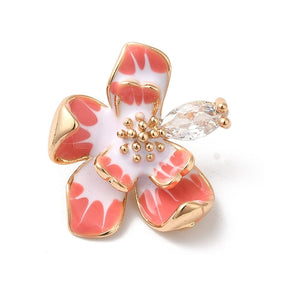 Flower With Zirconia, Gold-plated, (19x18 mm) - Uniq Perler - 113142