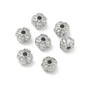 Flower Beads in Steel – (6mm, 6 pcs) - Uniq Perler - 