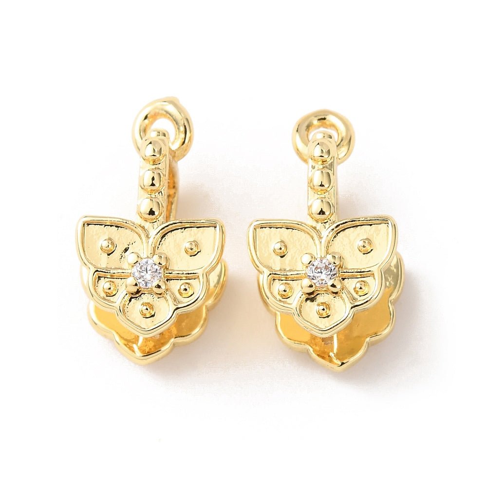 Blomst Pinch Bail – Med Zirkonia i 18K Guldbelagt (9mm) 2 stk. - Uniq Perler - 