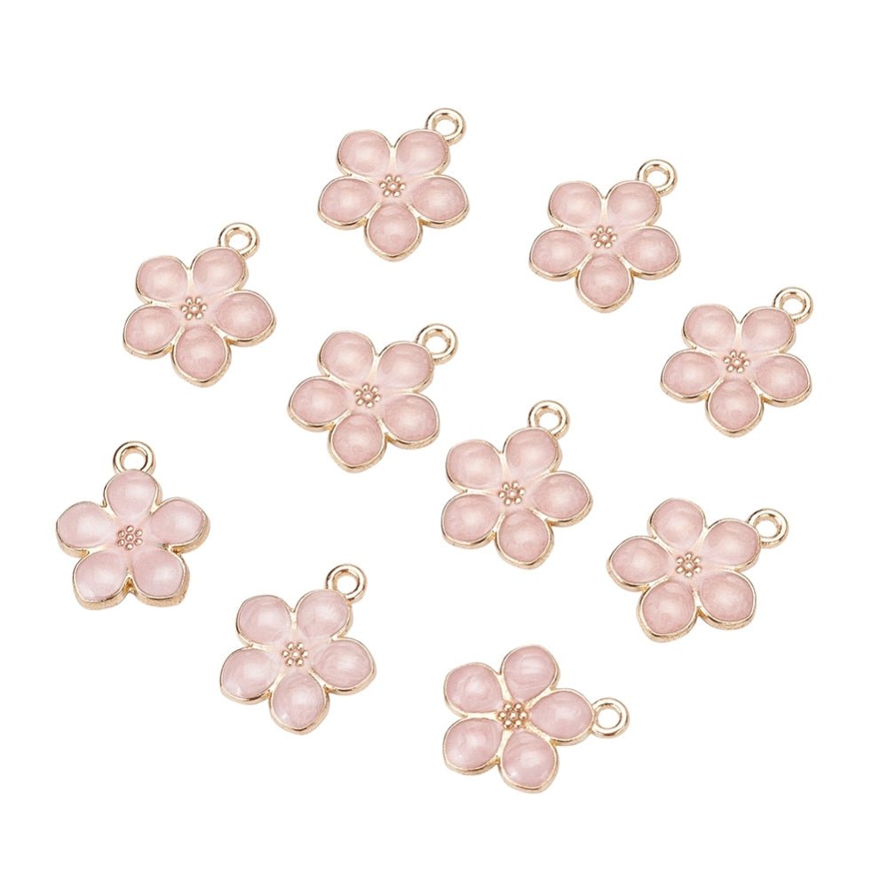 Blomst Anheng med emalje – (17x14,5mm) 10 stk. - Uniq Perler - 117009