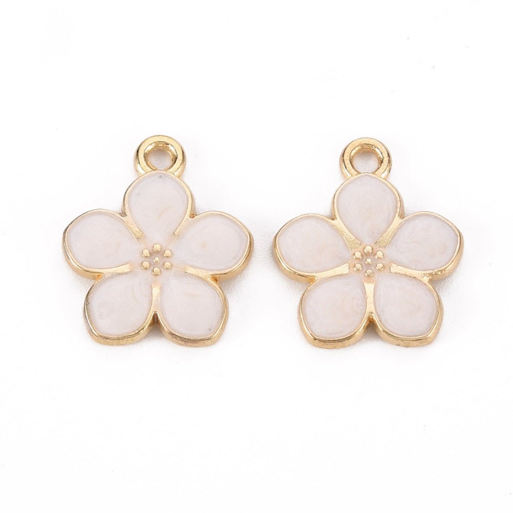 Blomst Anheng med emalje – (17x14,5mm) 8 stk. - Uniq Perler - 