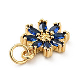 Blomst Vedhæng – Mørkeblå Zirkonia 18K Forgyldt Langtidsholdbar (14.5mm) - Uniq Perler - 117848