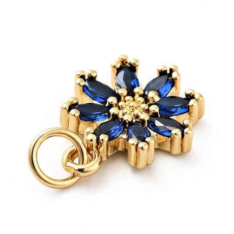 Blomst Vedhæng – Mørkeblå Zirkonia 18K Forgyldt Langtidsholdbar (14.5mm) - Uniq Perler - 117848