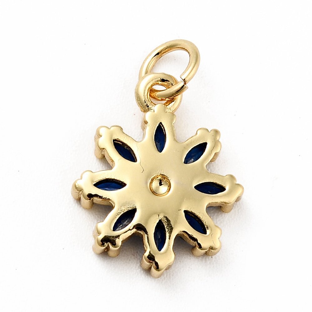 Blomst Vedhæng – Mørkeblå Zirkonia 18K Forgyldt Langtidsholdbar (14.5mm) - Uniq Perler - 117848